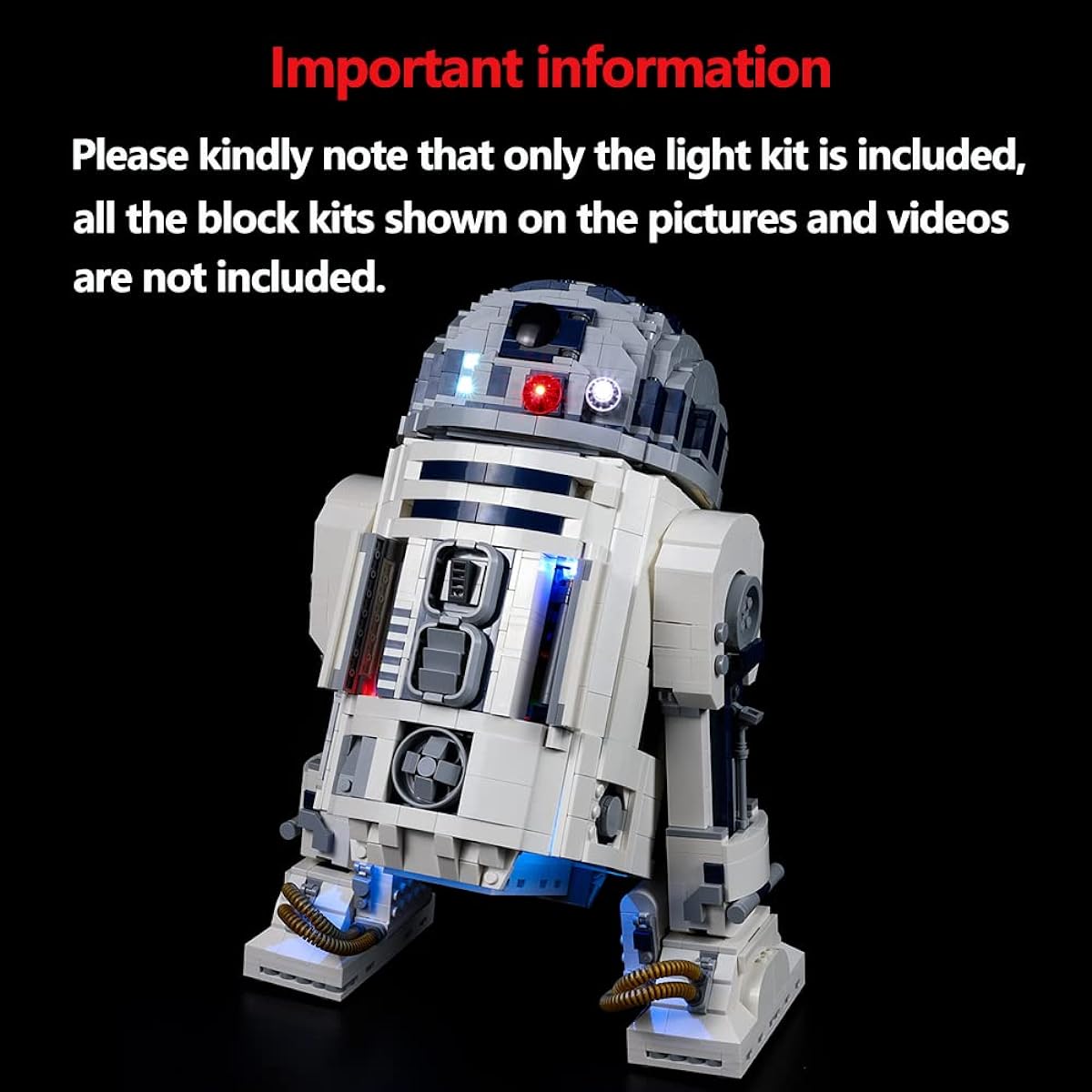 Kyglaring LED Lighting Kit Star Wars R2-D2 - Light Set Compatible with Lego 75308 Building Set - Lego Set Not Included (Classic Version)