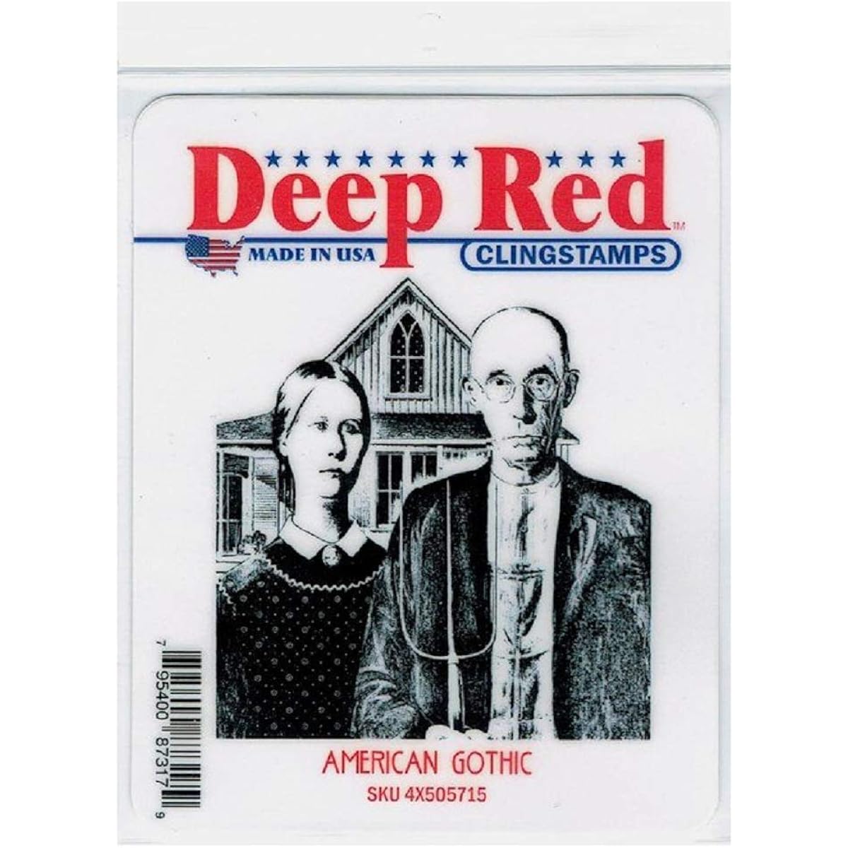 Deep Red Cling Stamp 3"X3.1"-American Gothic