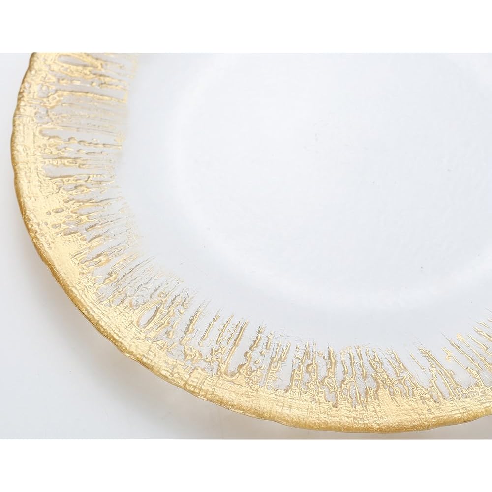 Vetro Felice Large Plate Western Tableware Plate Gold 28cm Set of 4 Happy Glass Flash 349128P