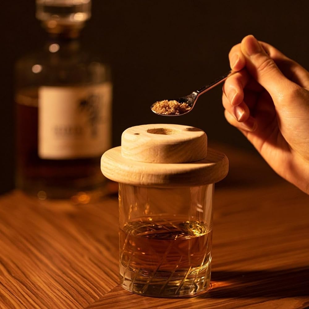 TARU HOLIC Glass Top Smoker Sakura Chip Set [TARU HOLIC Genuine Product] Smoker Whiskey Smoker Glass Smoked Nuts Glass Talholic Present Birthday Father's Day Taruholic