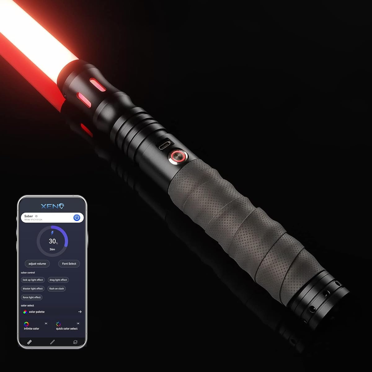 Dueling Light Sabers Smooth Swing FX Lightsaber with Motion Control RGB 12 Color Changing FX Saber 12 Sound Fonts Metal Hilt Saber Sword for Adults Teens Cosplay Birthday Black