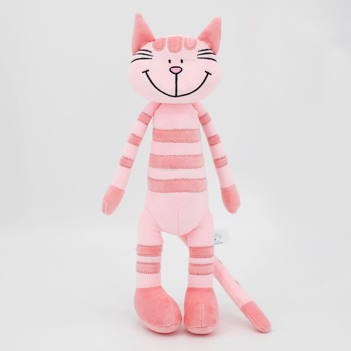 MR VIVICARE 14" Pink Striped Standing Cat Plush Toy for Girls and Boys Fuchsin Stuffed Animals for Kids Newborns Babies Birthday Machine Washable