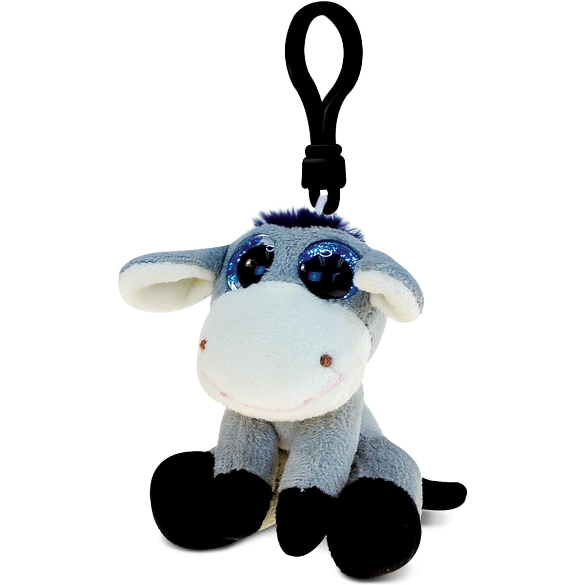 Puzzled Donkey Soft Stuffed Plush Big-Eye Backpack Clip - Animal Theme - 5.25 Inch - Unique Gift, Useful Souvenir - Item # 5876