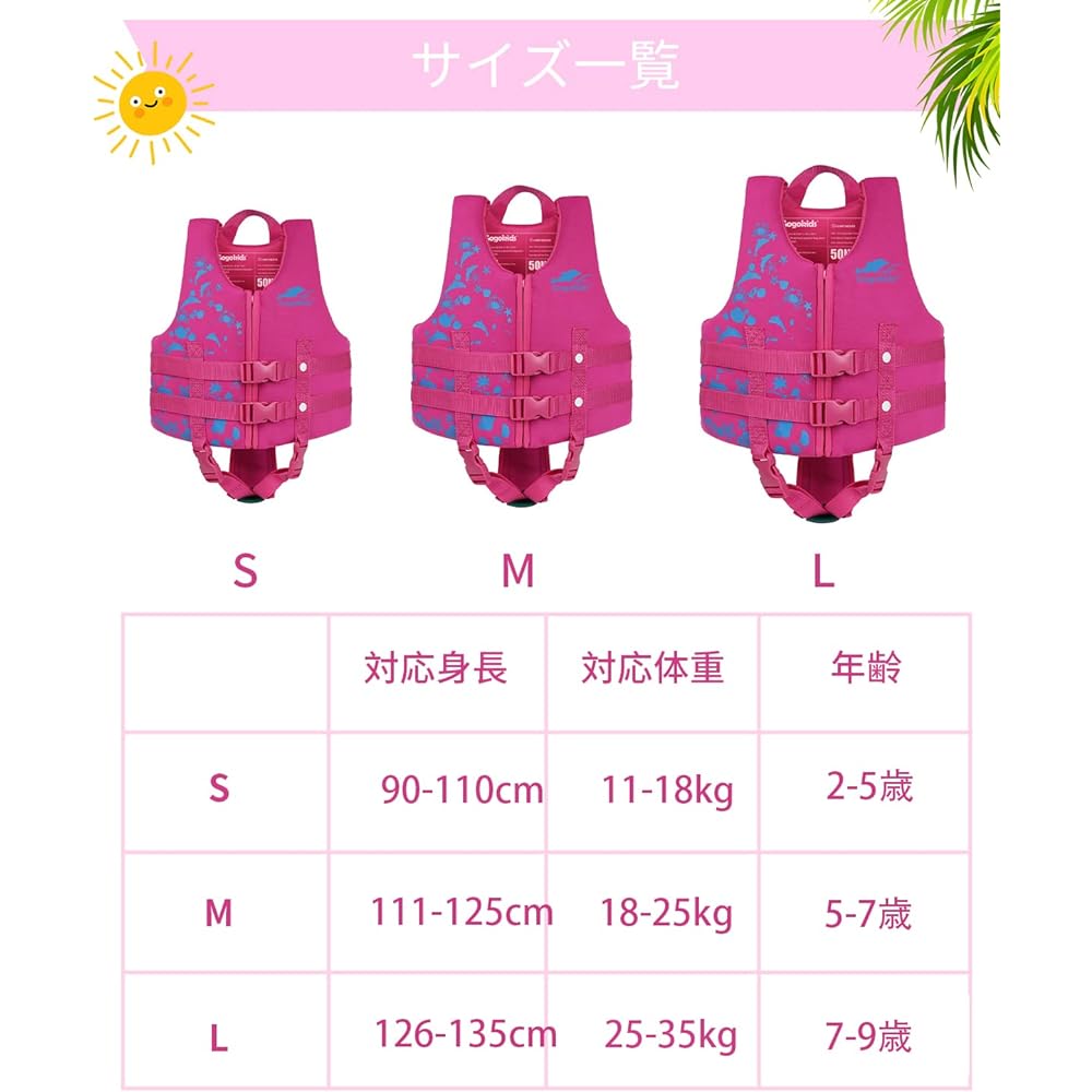 Gogokids Life Jacket Children's Floating Vest with Crotch Belt Kids Buoyancy Support Swim Vest CE Certified Swimming Practice Fishing River Play Water Play