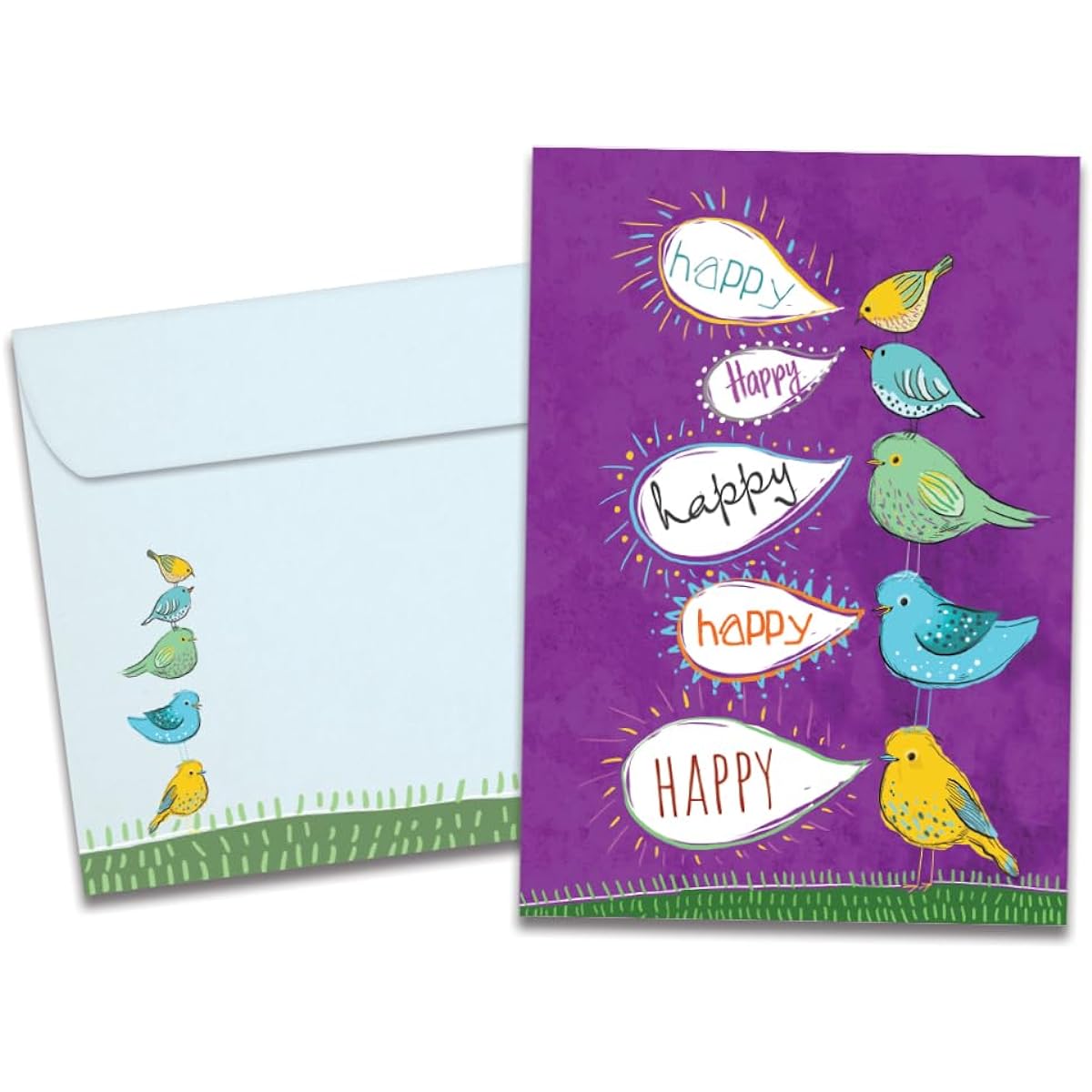 Tree-Free Greetings Birthday Greeting Card, Eco-Friendly, Made in the USA, 100% Recycled Paper, 5"x7", Happy Bird (GO65259)