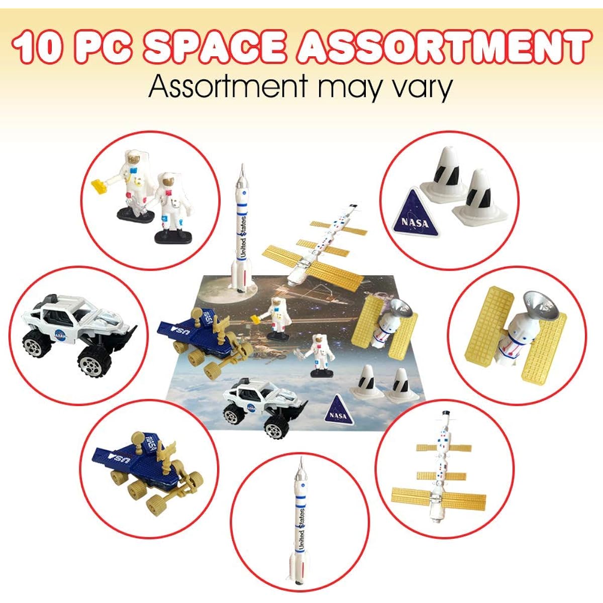ArtCreativity Space Explorer Toy Kit - Astronaut Figurine and Pretend Play Set, Robotic Exploration Truck, Diecast Metal Vehicles, NASA Signs and More - Great Gift for Boys and Girls Who Explore