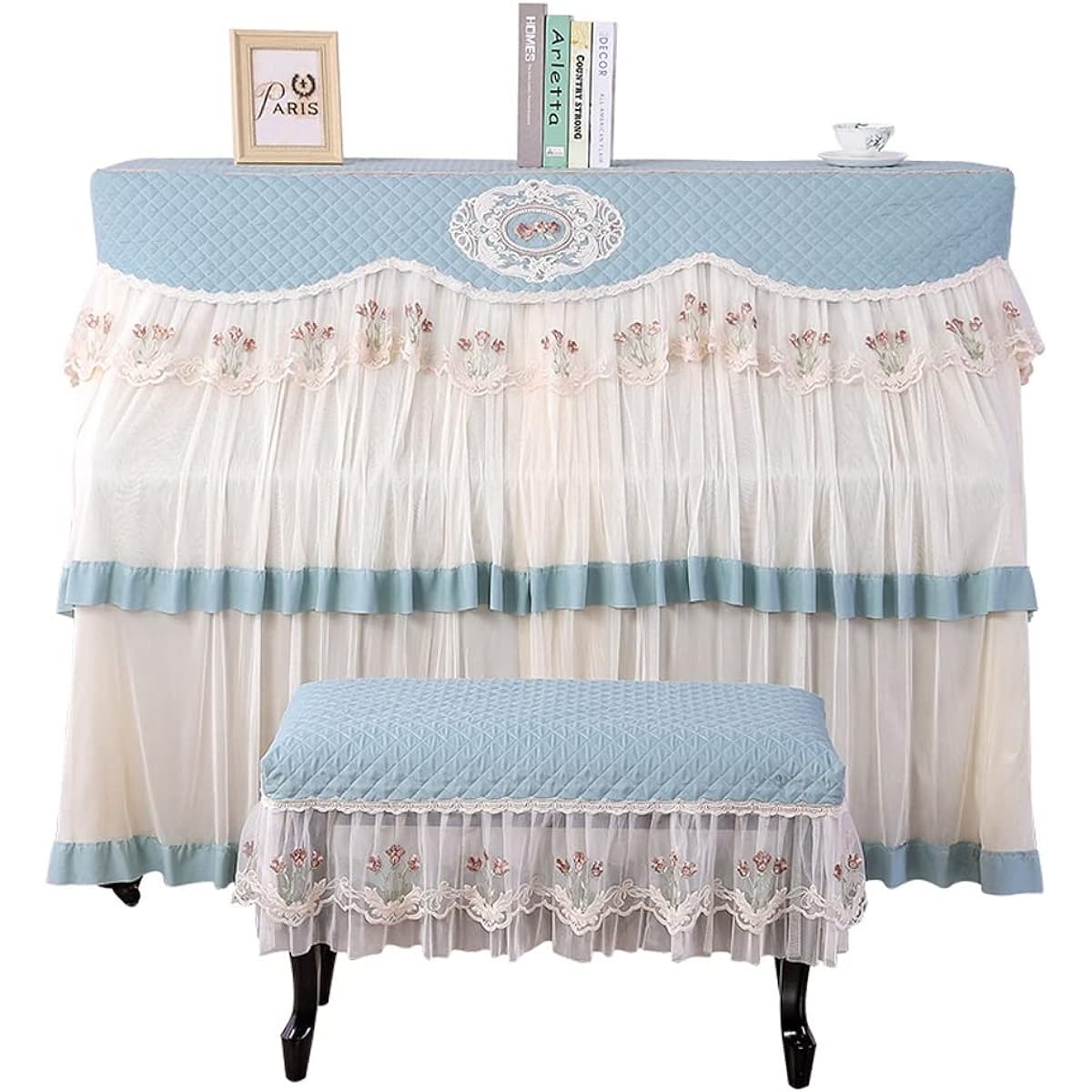 Elegant Piano Cover, Cloth Embroidery Decorative Upright Piano Cover Home Full Piano Cover Dustproof Cover Piano Bench Cover Vertical Piano 148~153 Universal (Size : Stool Cover 78*38cm)