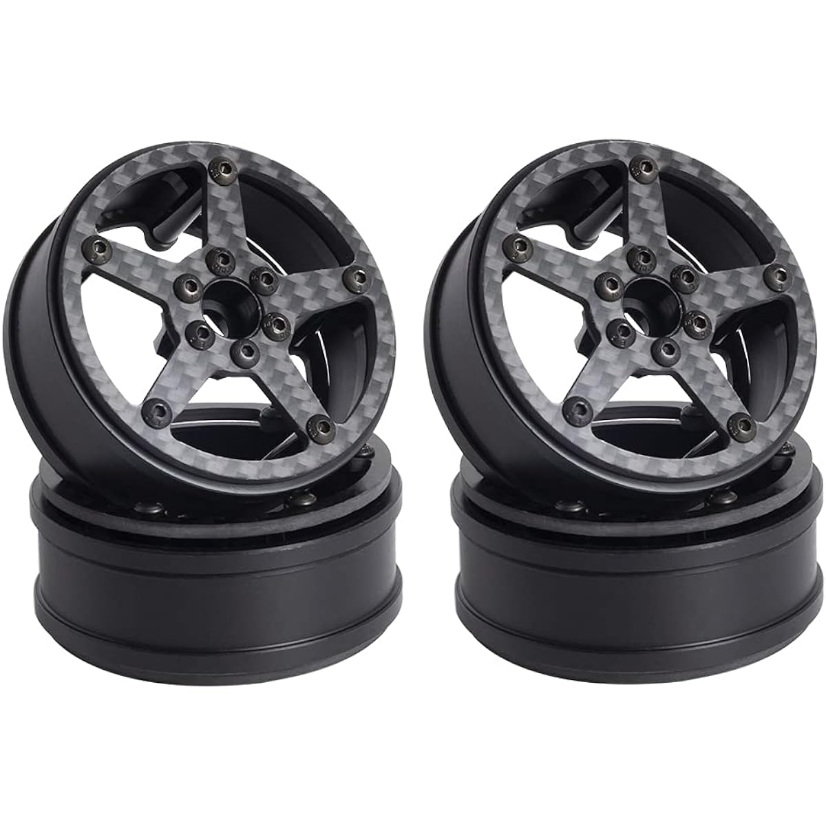 2.2" Carbon Fiber Wheels with 12mm Hex Hub for RC Competition Crawler MOA RC4WD Bully II Axial XR10 Motor-on-Axle Upgrade (C)
