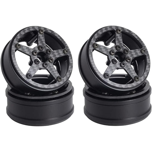 2.2" Carbon Fiber Wheels with 12mm Hex Hub for RC Competition Crawler MOA RC4WD Bully II Axial XR10 Motor-on-Axle Upgrade (C)