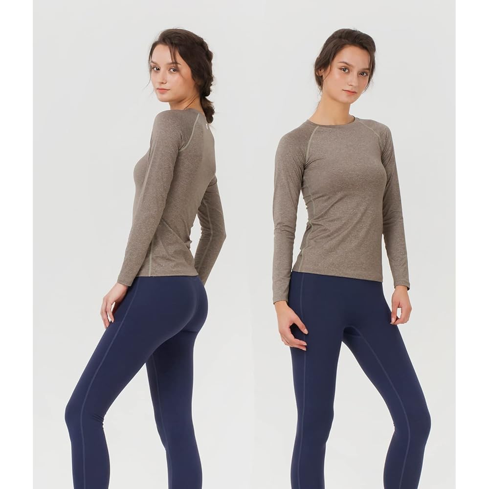 [reinamora] Women's T-shirt, Long Sleeve, Yoga Wear, Sportswear, Absorbent, Quick Drying, Stretchy