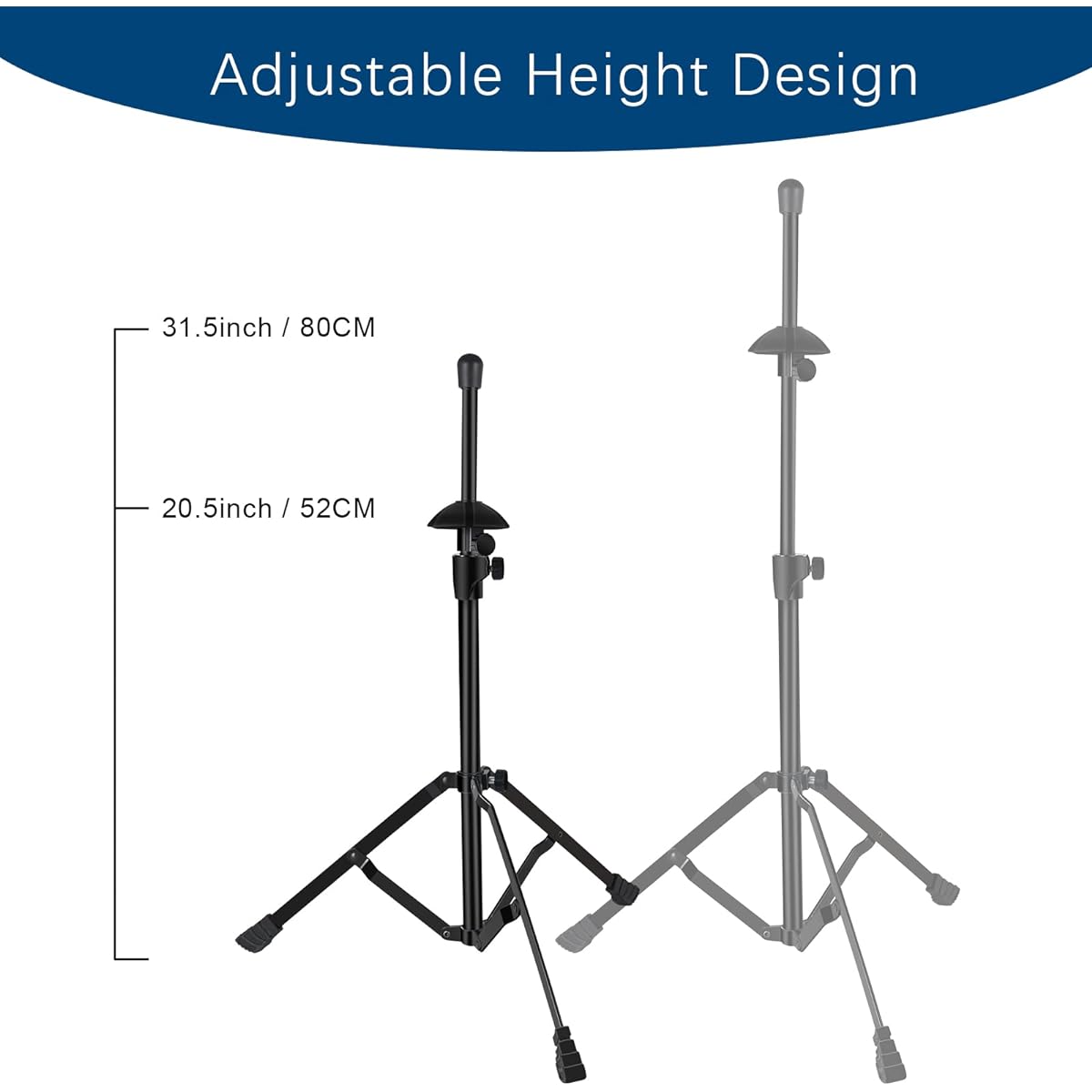 EASTROCK Trombone Stand, Retractable Height Adjustment, Triangular Stability Structure for Standard Size Trombones