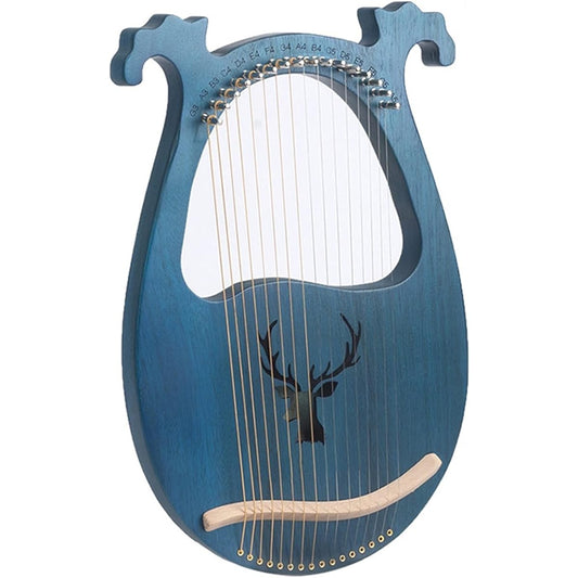 WowZza Lyra Harp 16 String Blue Harp Musical Instrument with Pick Veneer Lyra Harp