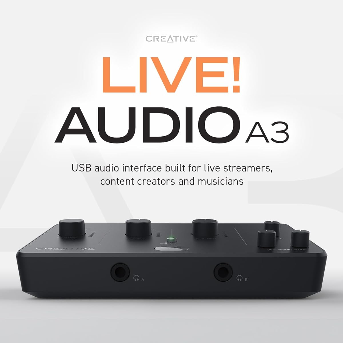 CREATIVE Live! Audio A3 USB Audio Interface Up to 24-bit 96kHz recording and playback, zero latency direct monitoring