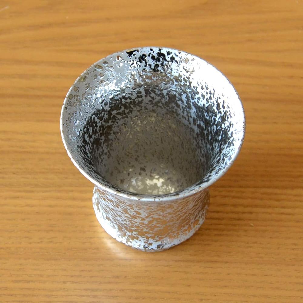 Retirement Gift, Guinomi, Ochoco, Ceramic, For Sake, Stylish, Arita Ware, Silver Color, Anti-Mold, Gift in a Wooden Box with Gratitude