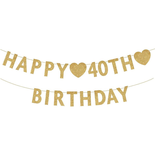 40th Birthday Banner, Sparkly Banner for 40th Birthday, 40th Woman or Man Party Decorations