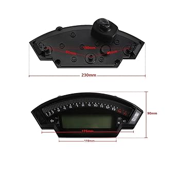 LED Indicator Odometer Fit for 1, 2, 4 Cylinder Moto Meter 14000RPM 6 Gear 199km/h Odometer Universal Motorcycle Accessories LCD TFT Digital Speedometer (Color : Black)