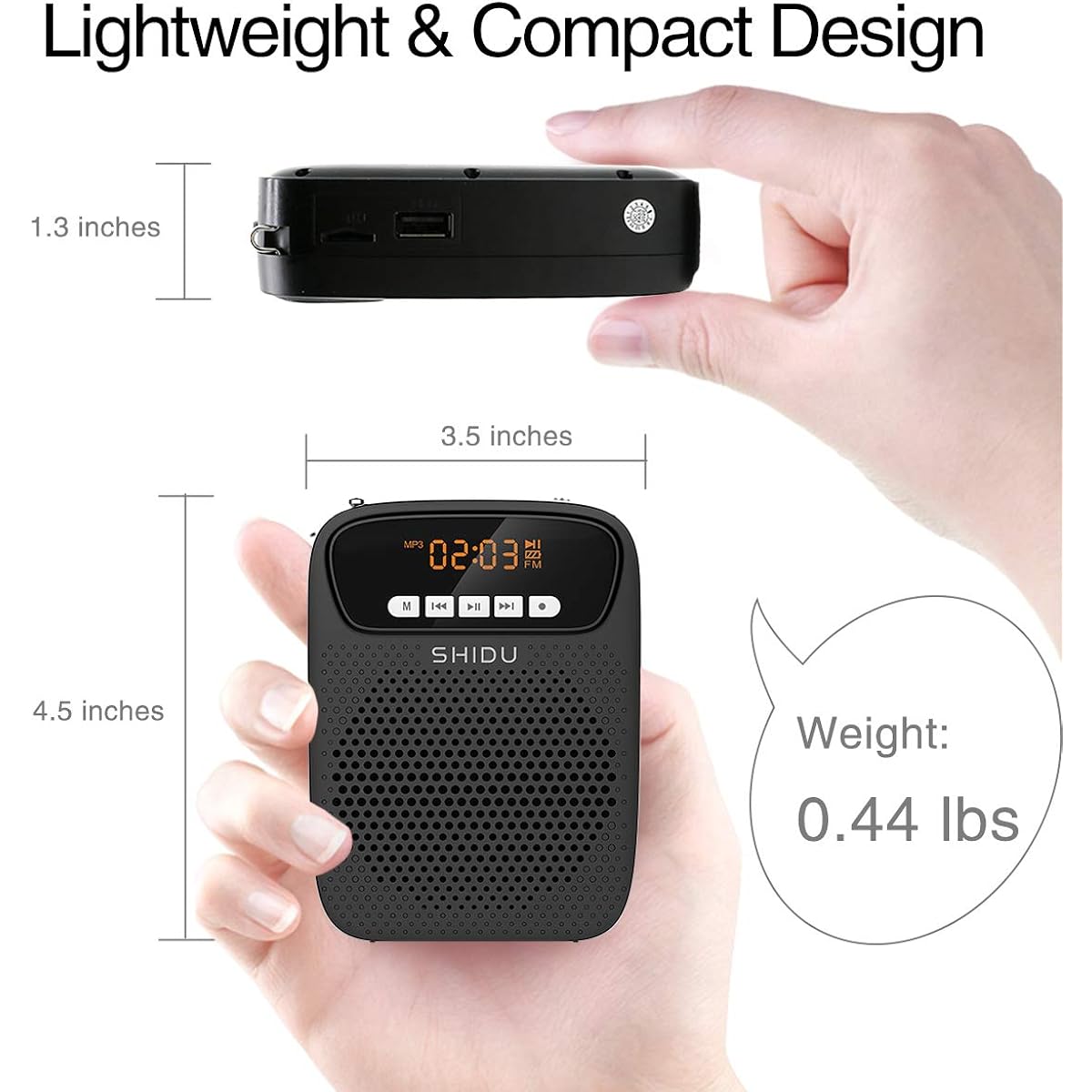 S278 15W Lightweight Portable Rechargeable Mini Voice Amplifier with Headset Mic, Bluetooth/Recording/FM Radio/MP3 Supported for Teachers/Tour Guides, etc.
