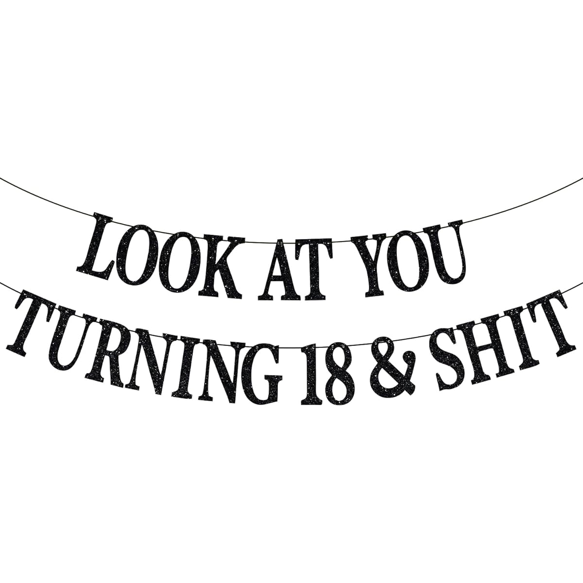 Happy 18th Birthday Banner, 18 Years Old Adult, 18 Years Old, 18th Birthday Party Decorations, Hanging Backdrop Gifts, Black Glitter