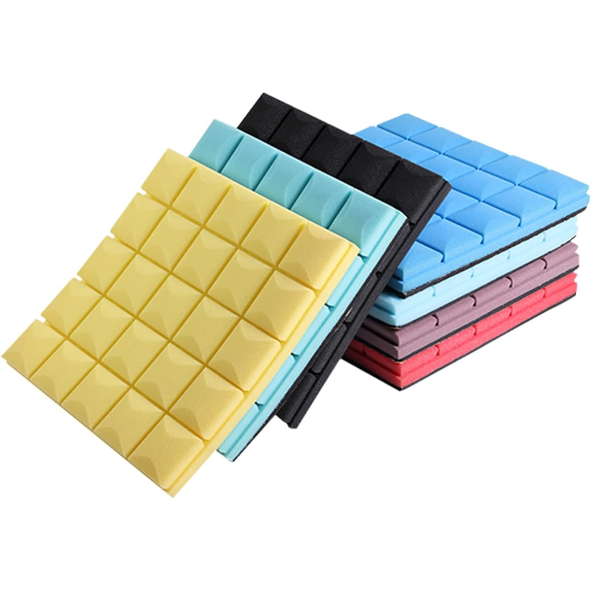 Acoustic Foam Soundproof Foam Wall, 5cm Thick High Density Sound Absorbing Foam Soundproofing Foam for Game Rooms and Offices with Adhesive Backing (Grey 50*50*5CM) (Yellow