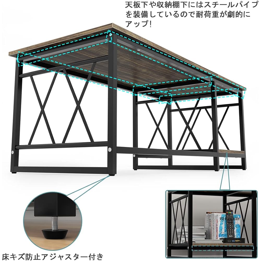 Low table, center table, with storage, coffee table, living room table, desk, low table, chabudai, wooden, woodgrain style, with adjuster, for living room, dining table, working from home, remote work, width 100 x depth 50 x height 36 cm