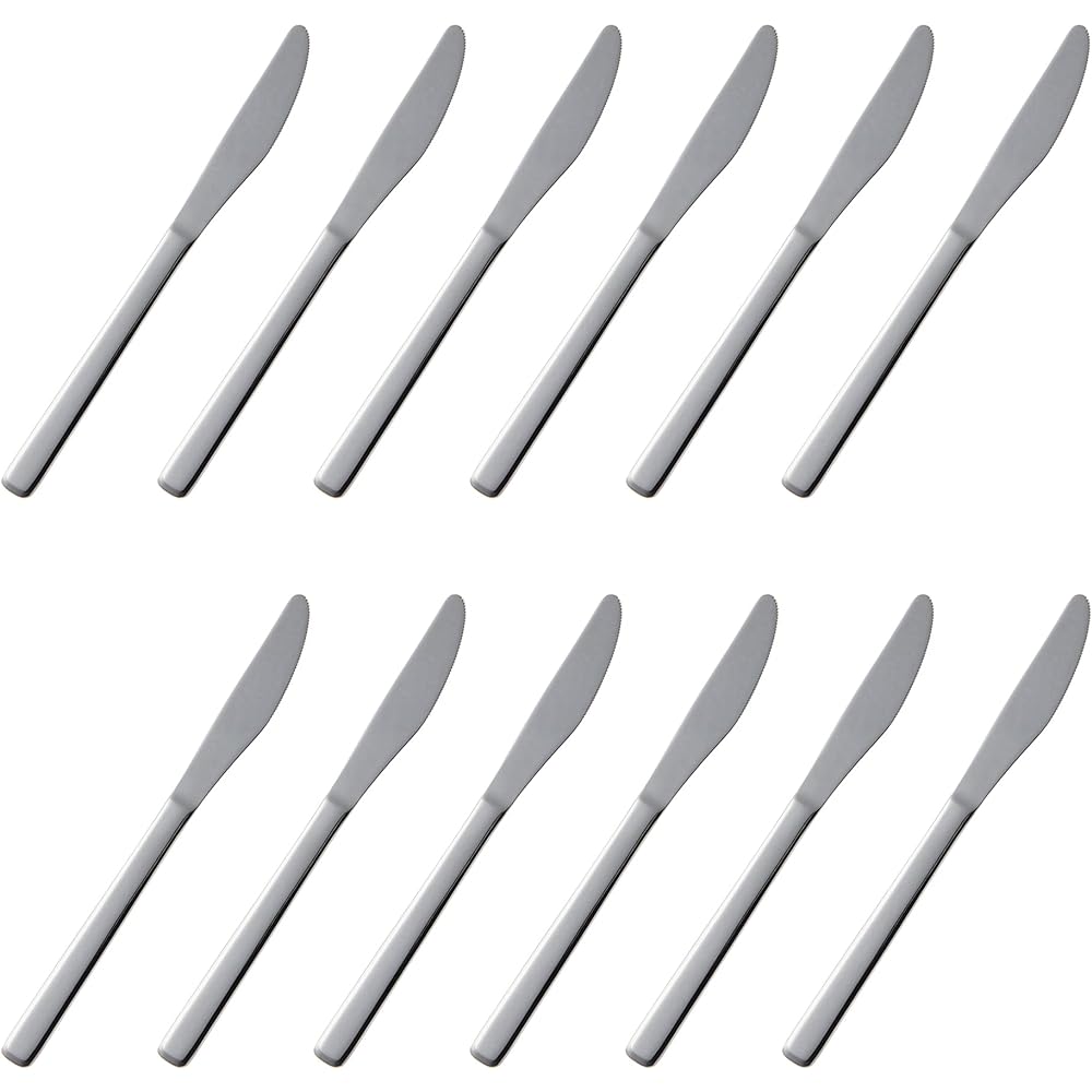 Nagao Slim Stainless Steel Dinner Knife Set of 12 Made in Japan