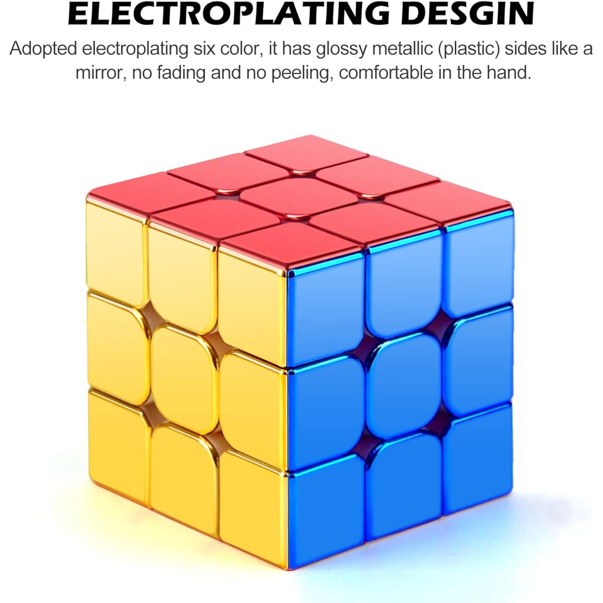 ACROFEK Magnetic Speed Cube 3x3 Cyclone Boys Stickerless Mirror Reflective Magic Cube Shiny Cube Puzzle Gift for Kids/Adults
