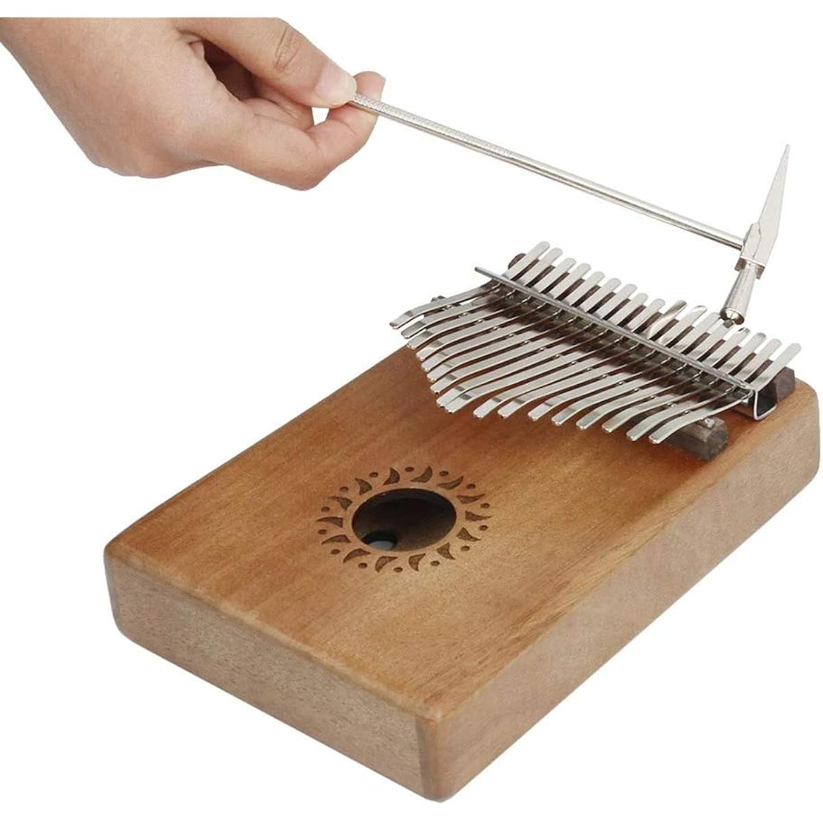 Thumb Piano Portable 17 Keys Kalimba Mbira Pocket Thumb African Musical Instrument (Size:One Size; Color:Wood)