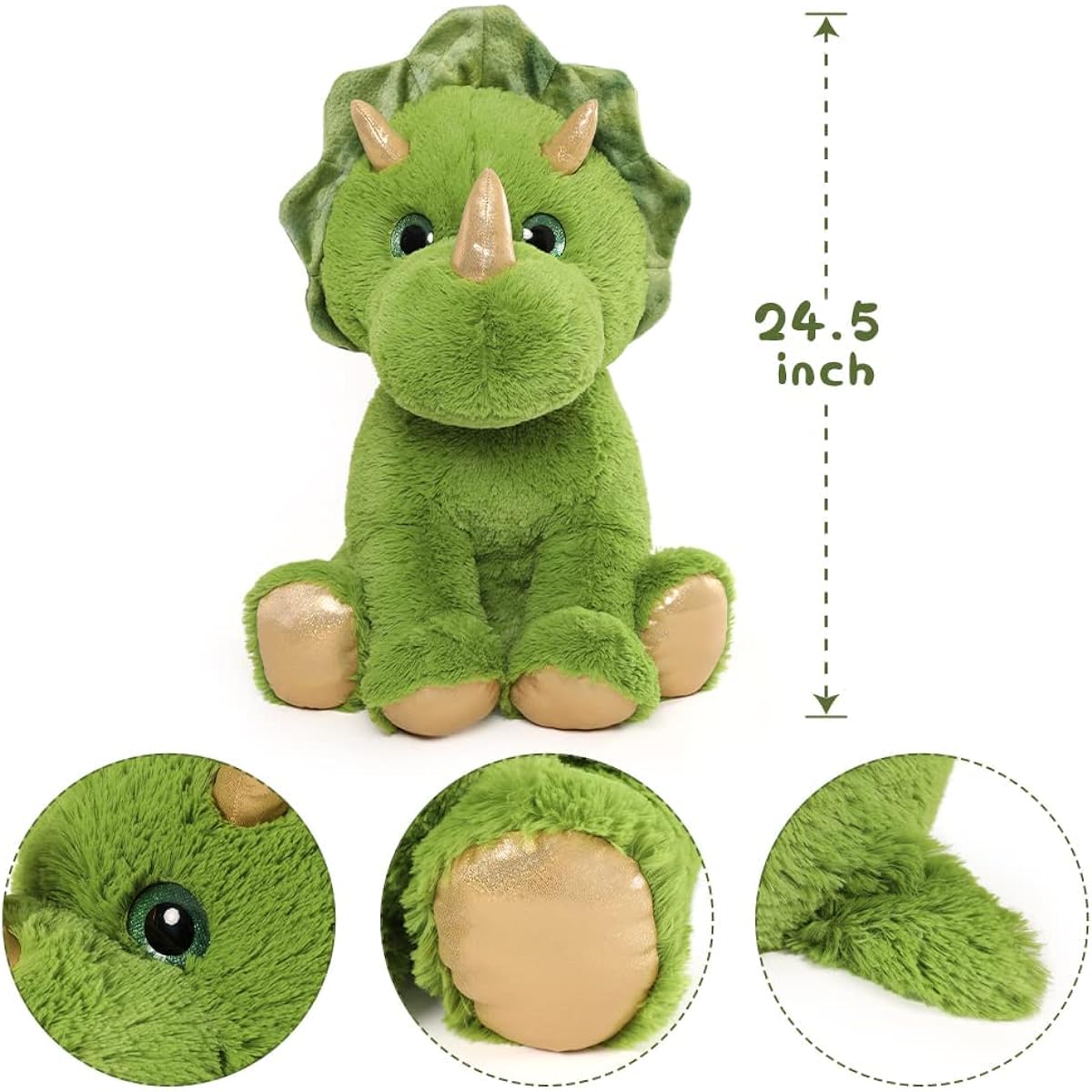 Muiteiur Triceratops Stuffed Animal Giant Dinosaur Plush Toy with 3 Little Baby Dinosaurs Green Triceratops Plush Toy for Kids 24.5 Inch