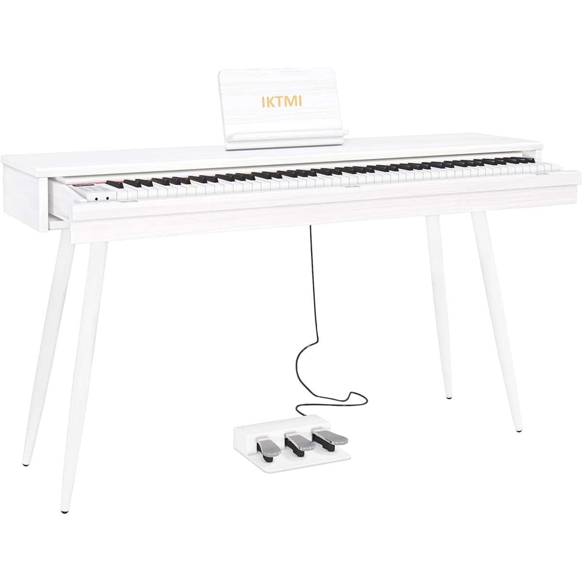 IKTMI Wooden Electronic Piano 88 Keyboard Drawer Electronic Piano 88 Key Stand Set Piano Upright Piano MIDI Compatible Beginners Children with Pedal White