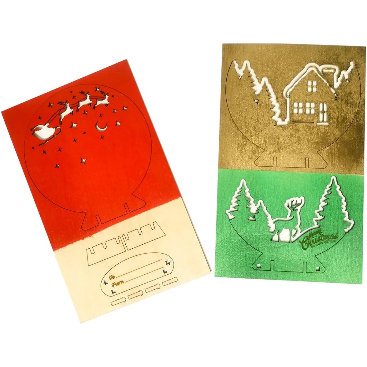 Wooden Christmas Cards with Envelopes 3D Pop Up Happy Holidays Happy New Year Greeting Cards with Envelopes for Personalized Celebrations for Friends and Family (Magic Forest Snow