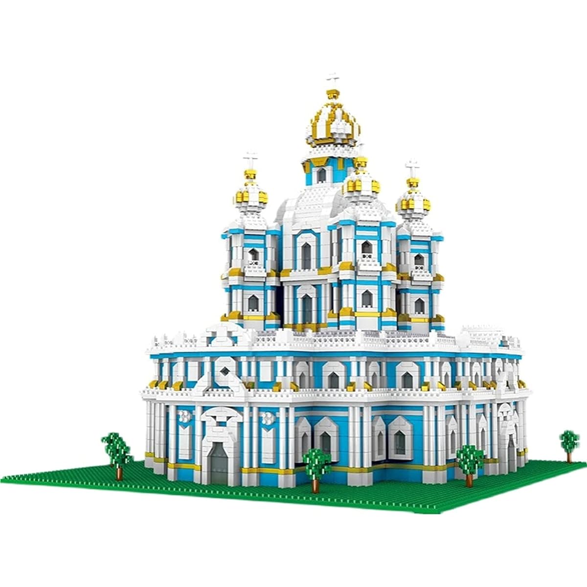 Smolny Church Architecture Nano Mini Blocks, Cathedral World Famous Building Blocks Kit - 3737 Pieces Mini Building Blocks Set, Kids Construction Education 3D Model DIY Toy Gift - Blue and White 3737