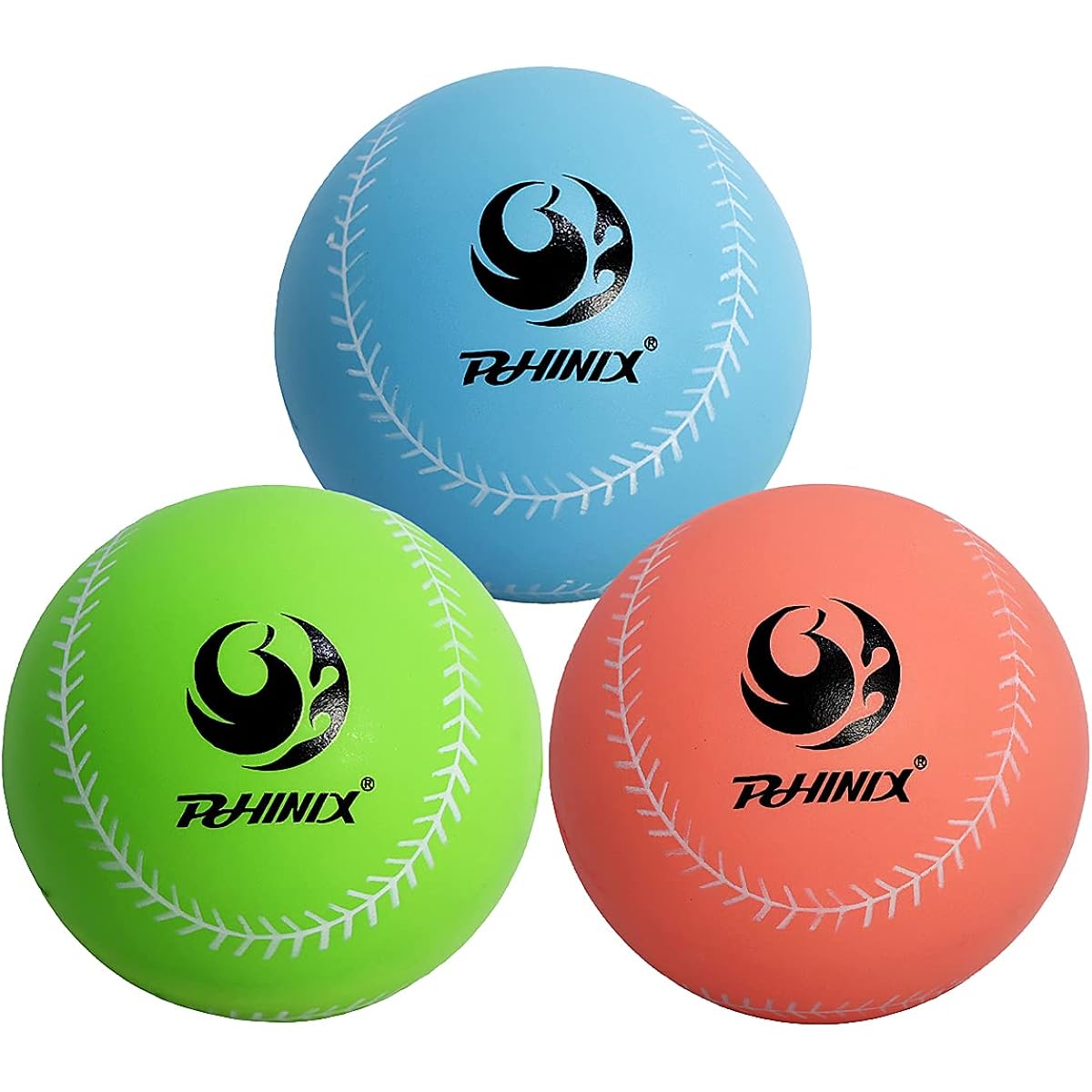 PHINIX 11" Foam Softballs for Kids Practice 3 Pack (Blue, Green, Orange)