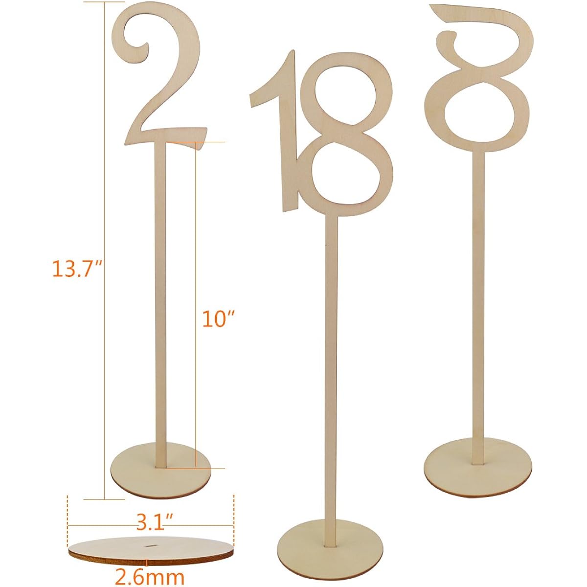 20 Table Numbers, JMKCOZ 1 to 20 Wooden Wedding Table Numbers with Sturdy Holder Base Home Decoration for Party