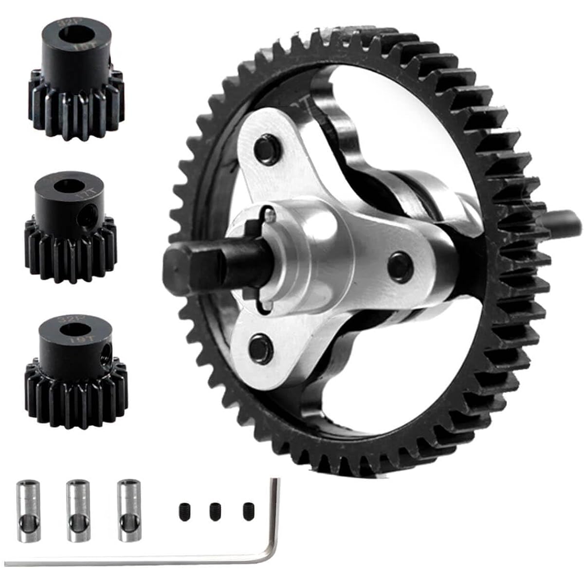 RCMYou Metal Slipper Clutch 53T Spur Gear (32 Pitch) 15T/17T/19T Pinion Gear Upgrade Parts for 1/10 Traxxas Slash/Stump/Rustler 4X4 VXL Metal Slipper Clutch Hop-up Replacement 6878 Silver
