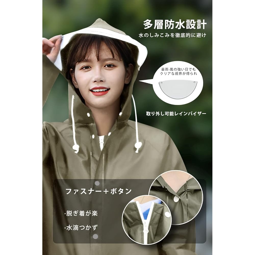 [Fltp] Raincoat for Men and Women [2024 New Double Transparent Rain Visor] Rain Wear, Compatible with Bicycles, Motorcycles, and Backpacks, Rain Poncho, Long Length, Large, Waterproof, Windproof, Rain Gear, Kappa, Super Water Repellent, Rainy Season Prot