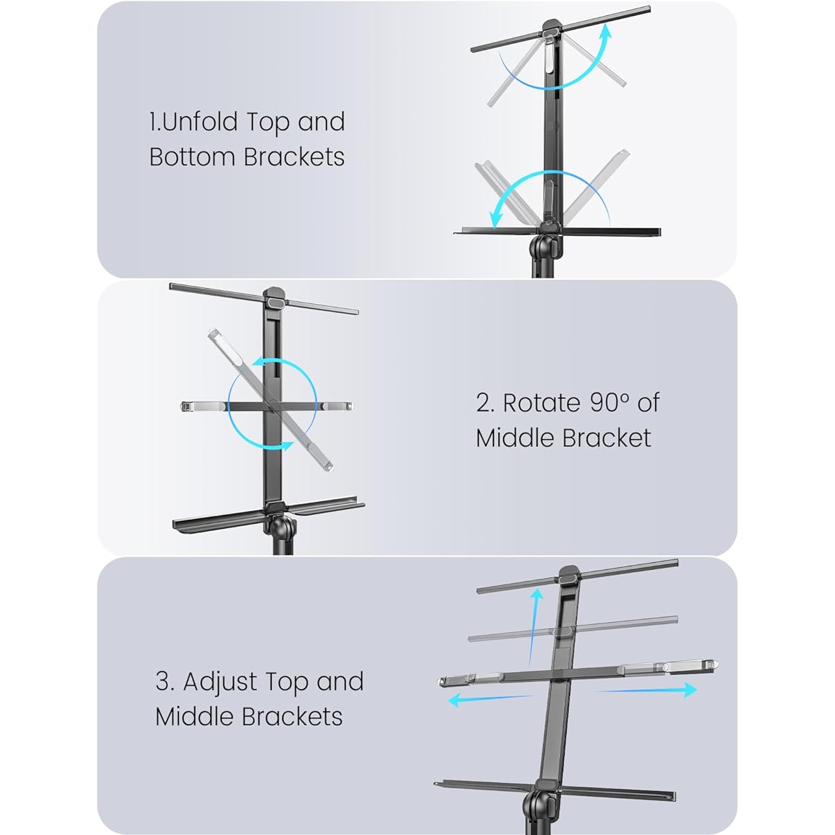 ANXRE Music Stand for Sheet Music, Portable Foldable Music Stand with Carry Bag for Kids/Adults/School/Orchestra/Symphony/Travel/Home