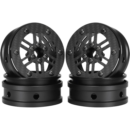 2.2 Beadlock Wheels 4pcs Carbon Fiber Wheel Rims for 1/10 RC Crawler Cheetah Rig Capra SCX10 Pro TF2 Element Enduro TRX4 Upgrade Accessories (Carbon Fiber 2.2 Beadlock Wheels E)