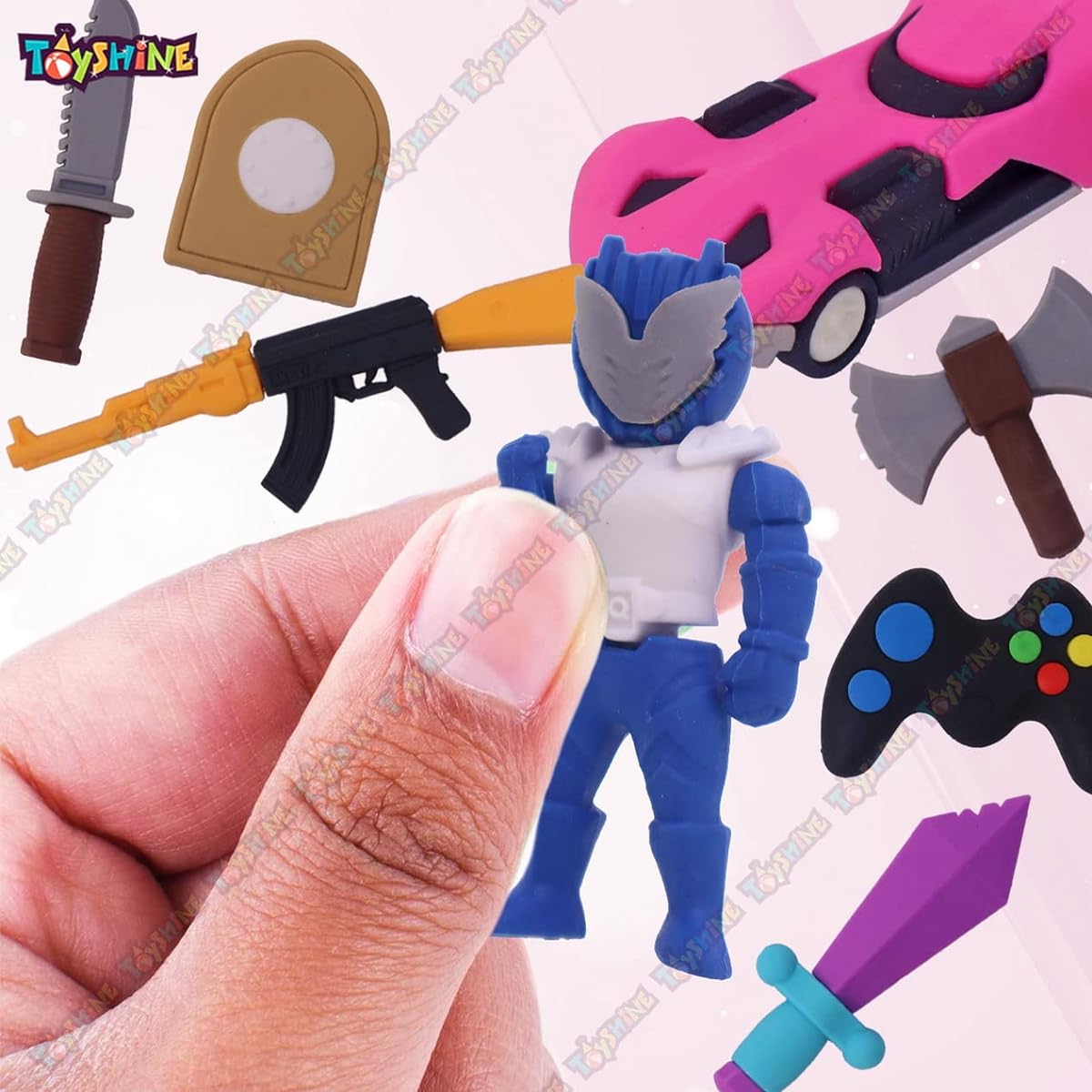 Toyshine 16 Pack Games and Tools Colorful Erasers Kids Party Favors School Supplies Birthday Gifts Boys Girls Collection