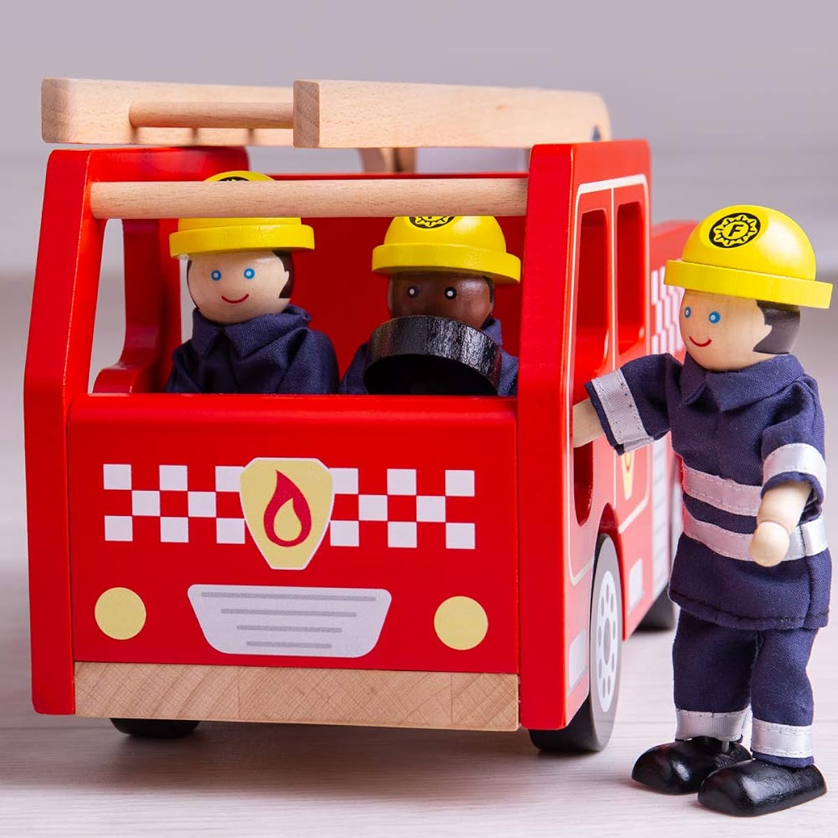 Bigjigs Toys Wooden City Fire Truck Playset