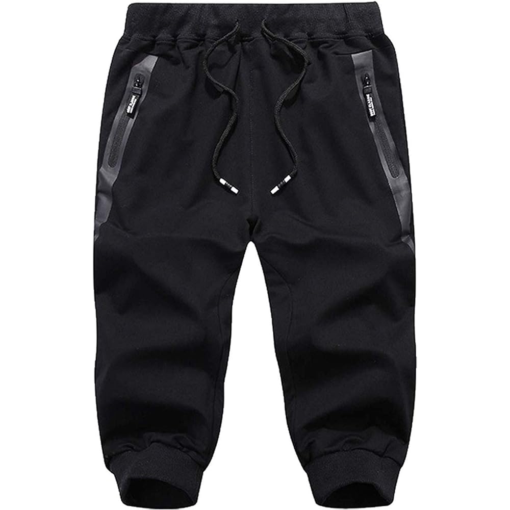 3/4 Length Pants, Jersey, Jogger, Training Pants, Men's, Sweat Absorbent, Half Pants, Running Pants, Sports Gym, Fitness Pants, Muscle Training Pants