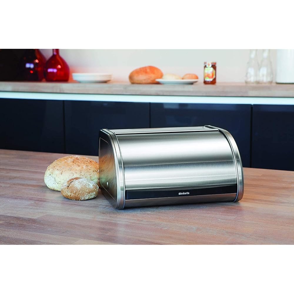 Brabantia Bread Bin FPP Matte Roll Top Medium Bread, Seasoning, Snack Storage 348907