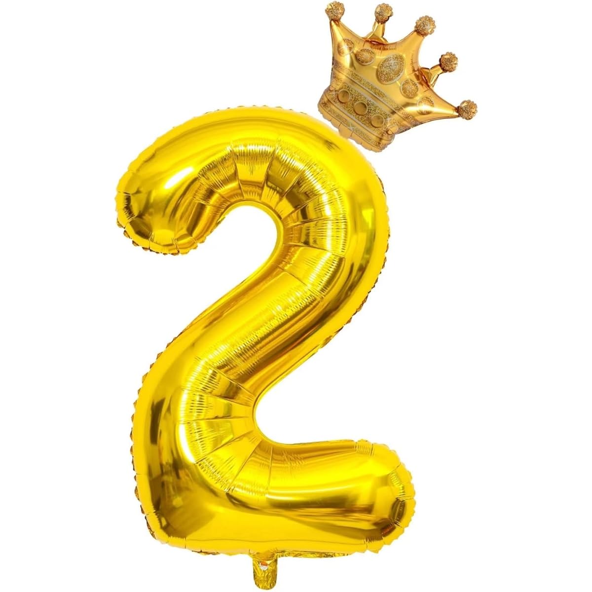 40 inch gold number 2 crown balloon set, birthday balloons for kids, wedding anniversary celebration balloons. (2)