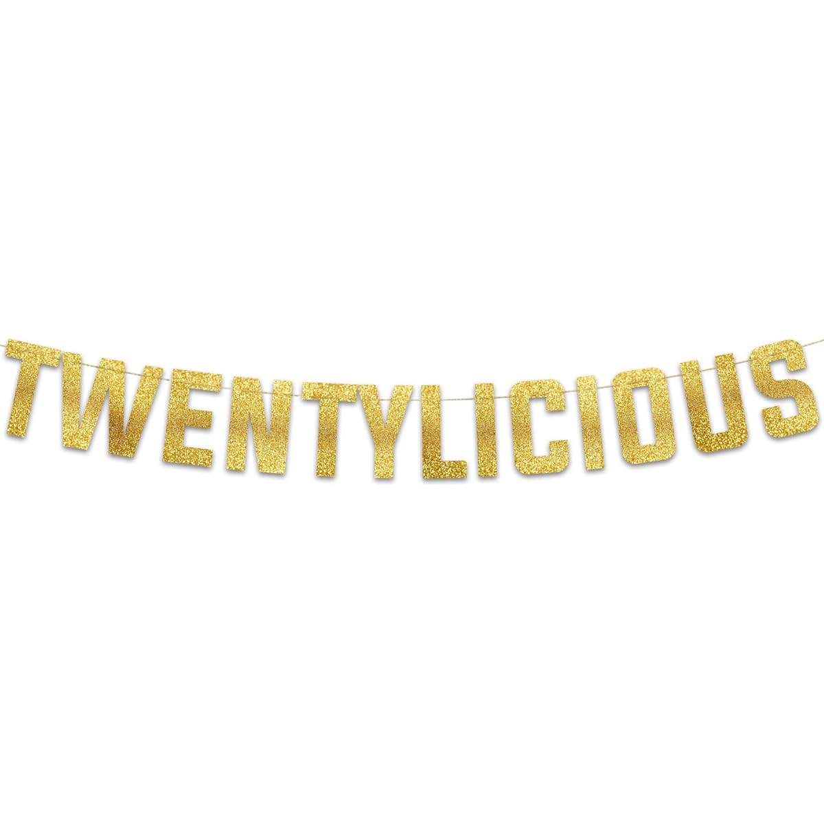 Twentylicious Gold Glitter Banner - 20th Birthday Party Banner - 20th Anniversary Decorations - Milestone Birthday Party Decorations