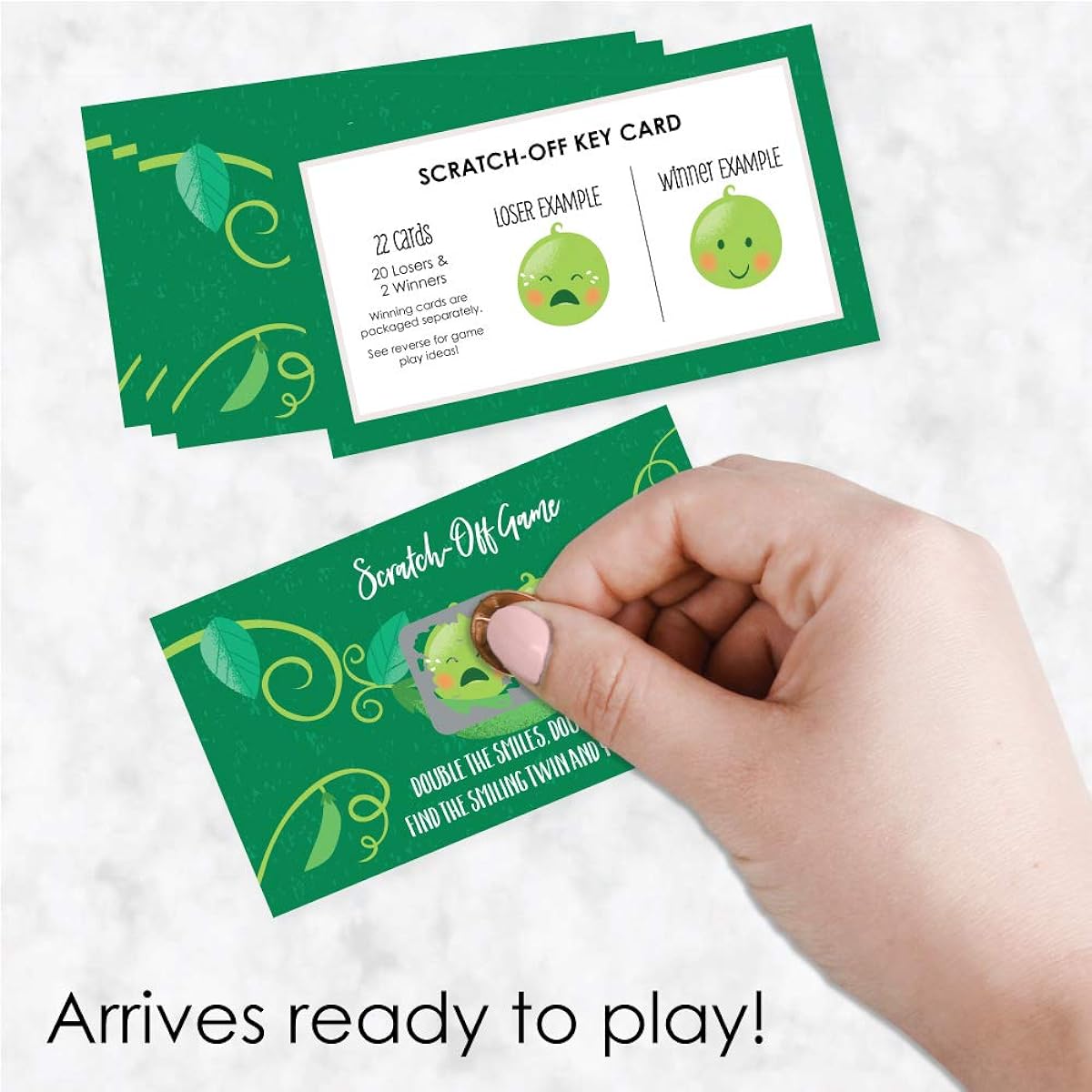 Big Dot of Happiness Double the Fun - Twin 2 Pods - Baby Shower First Birthday Party Game Scratch Off Cards - 22 Cards