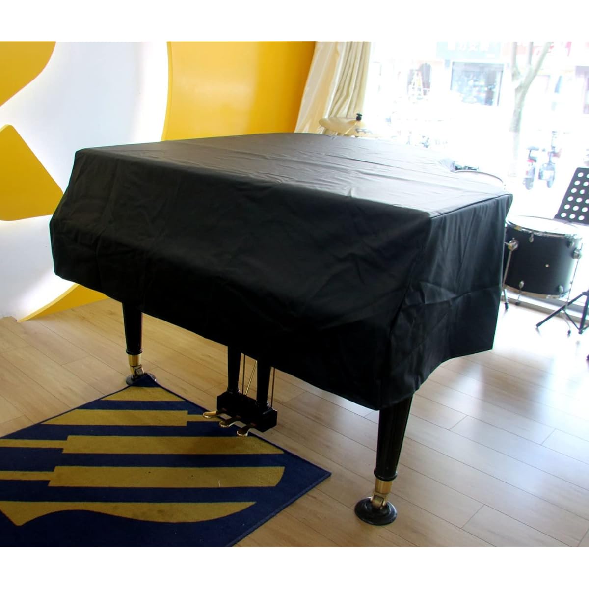 Leather Piano Cover Anti-Knock Cat and Dog Scratch Prevention Grand Piano Cover Leather Three-Proof Piano Cover Triangle Leather Piano Cover Black and White Key Piano Decoration (S)