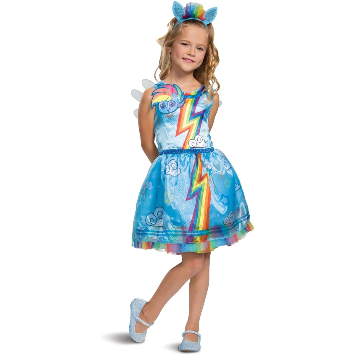 Disguise My Little Pony Rainbow Dash Classic Girls Costume, Blue & Rainbow, Extra Small (3T-4T)