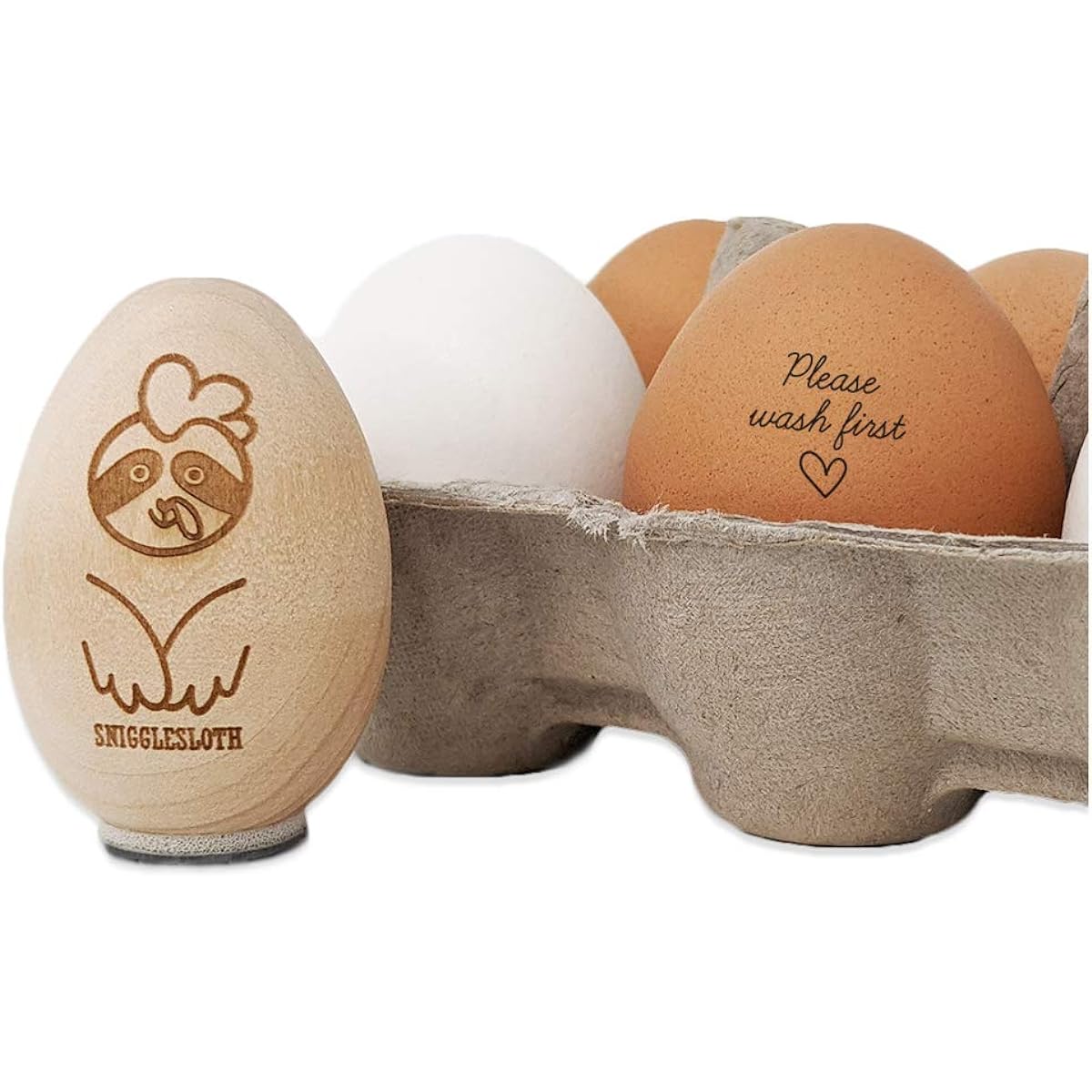 Please Wash First Chicken Egg Rubber Stamp, 3/4 inch, Small