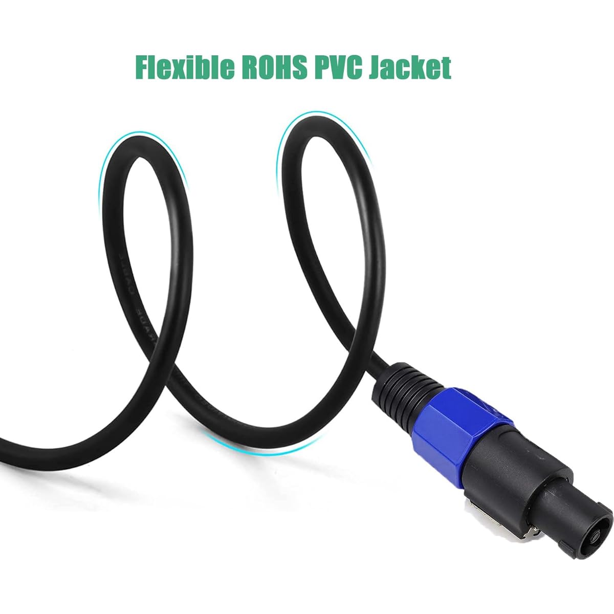 HeyTones 50ft 12 Gauge Professional SpeakON to SpeakON Cable - 12AWG 50ft DJ/PA Speaker Cable Amplifier Connection Wire