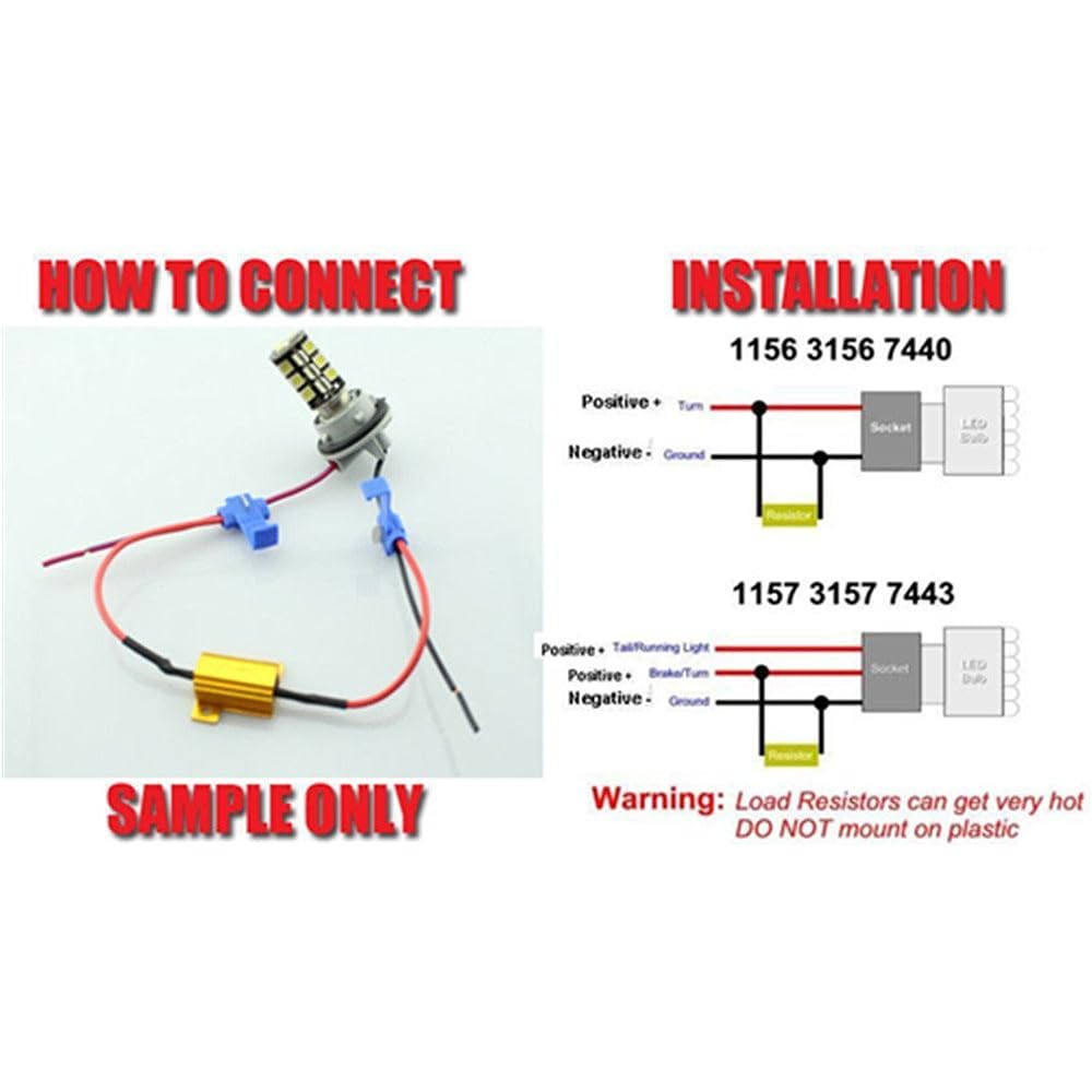 4 Pairs 50W 6Ohm LED Load Resistor for LED Turn Signal Light or LED License Plate Light (Hyper Flash, Warning Canceller Repair)