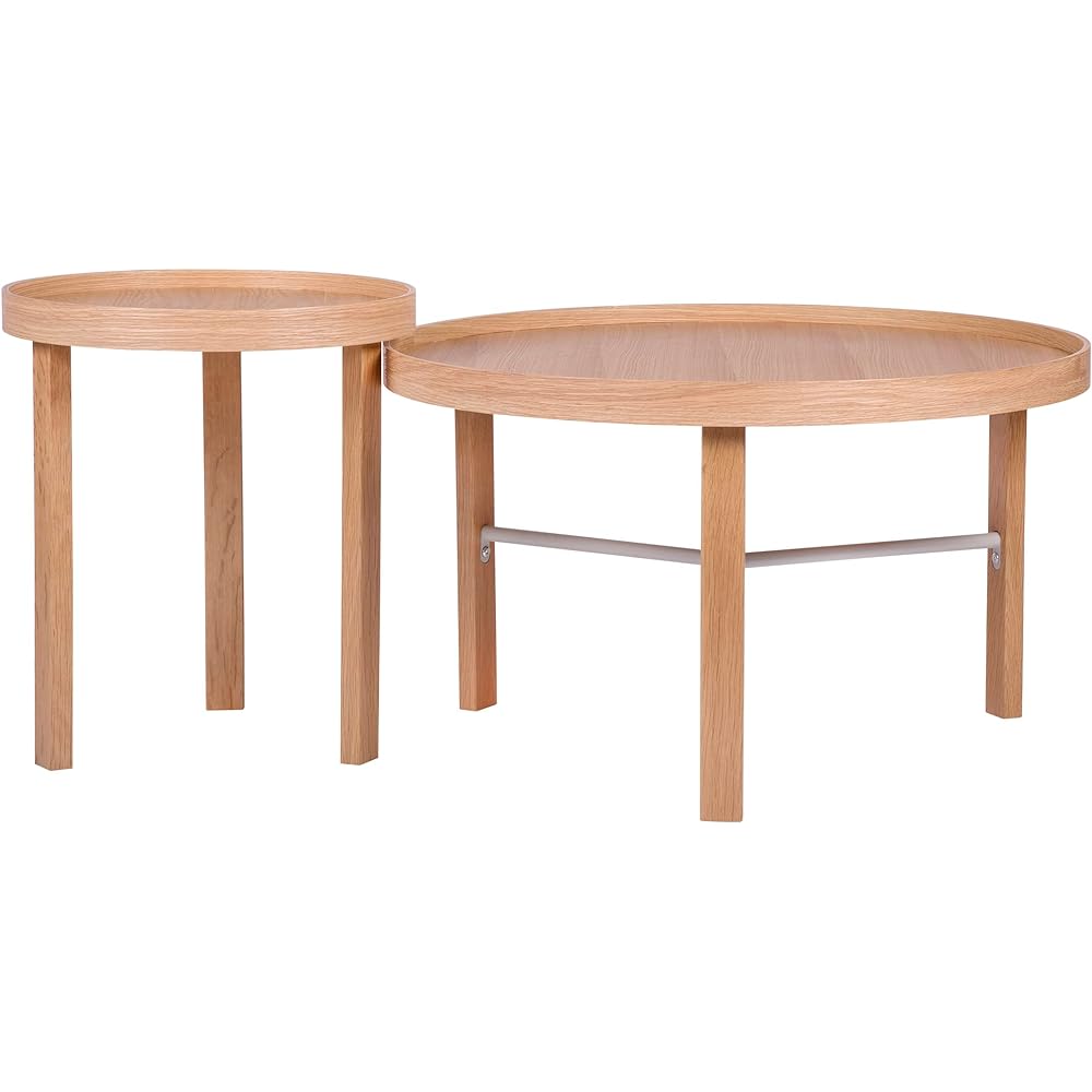 VaLaVie Low Table Coffee Table Width 70cm Height 41cm Center Table Living Table Natural Wood Popular Table Round Shape Natural